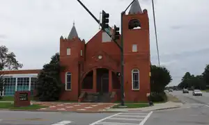 Old Mt. Zion Baptist Church in Albany, Georgia — the brick sanctuary where the Albany Movement's mass meetings were held and where Pastor Daniel Simmons ministers today.
