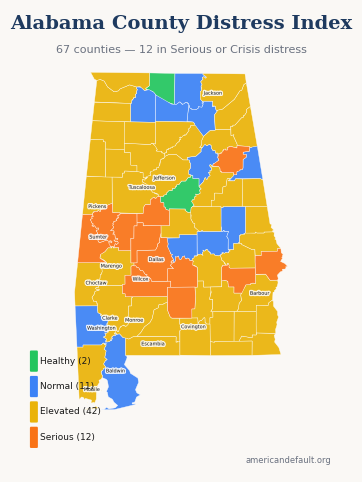 County Distress Index map