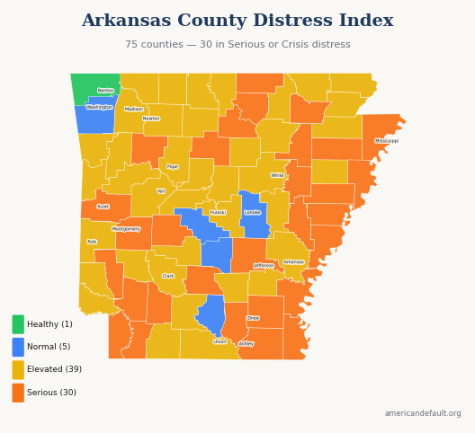 County Distress Index map