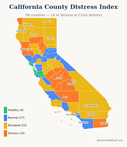 County Distress Index map