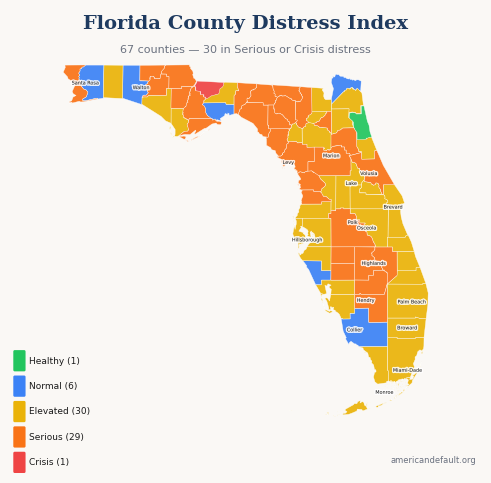 County Distress Index map