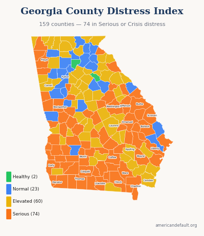 County Distress Index map