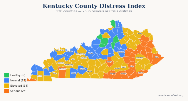 County Distress Index map
