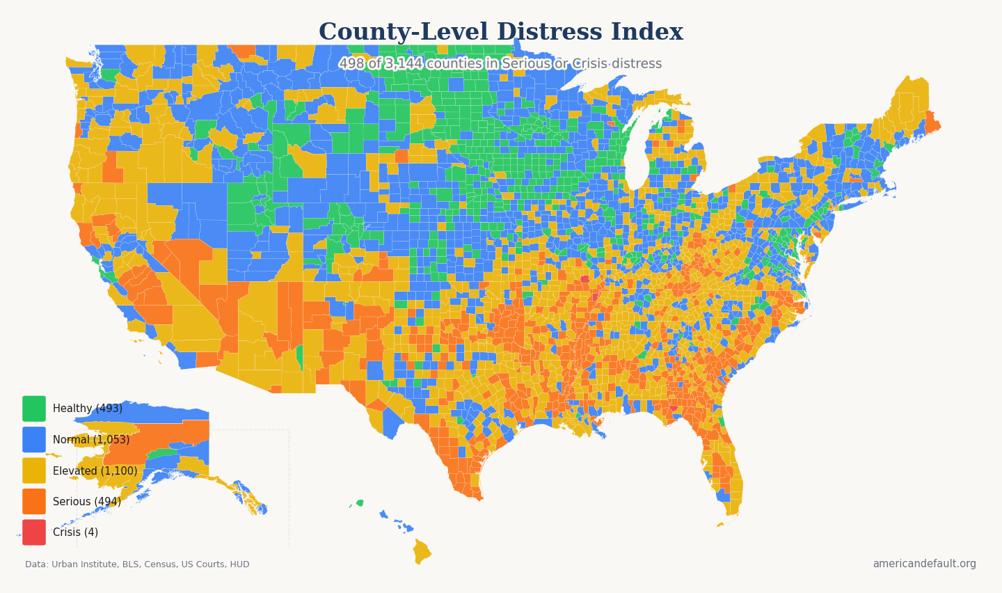 County Distress Index map