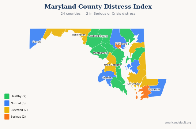 County Distress Index map