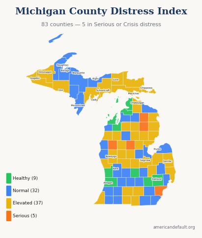 County Distress Index map