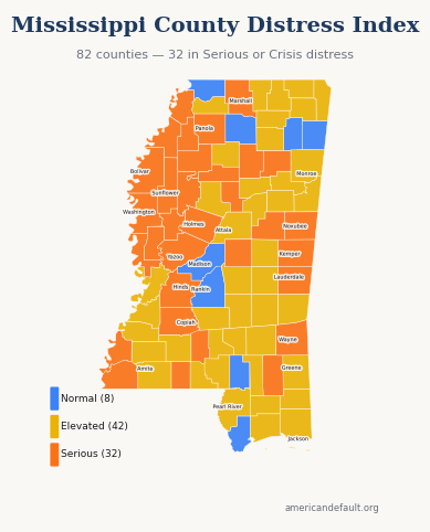 County Distress Index map
