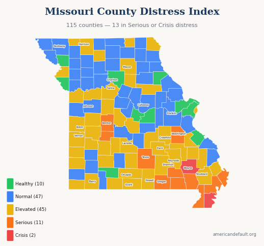 County Distress Index map