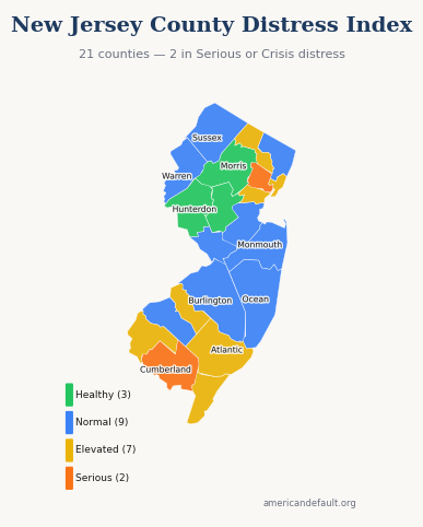County Distress Index map