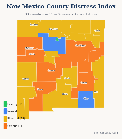 County Distress Index map