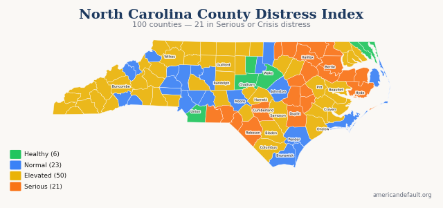 County Distress Index map