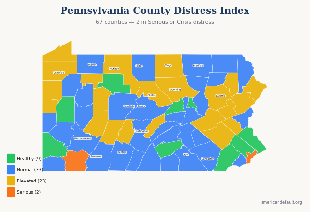 County Distress Index map