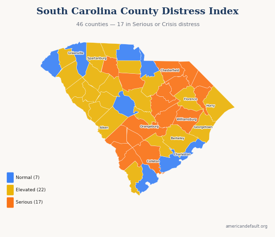 County Distress Index map