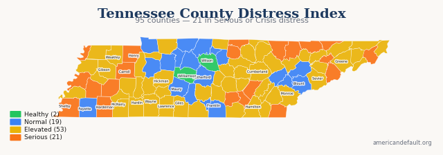 County Distress Index map