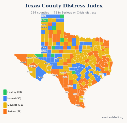 County Distress Index map
