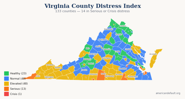 County Distress Index map
